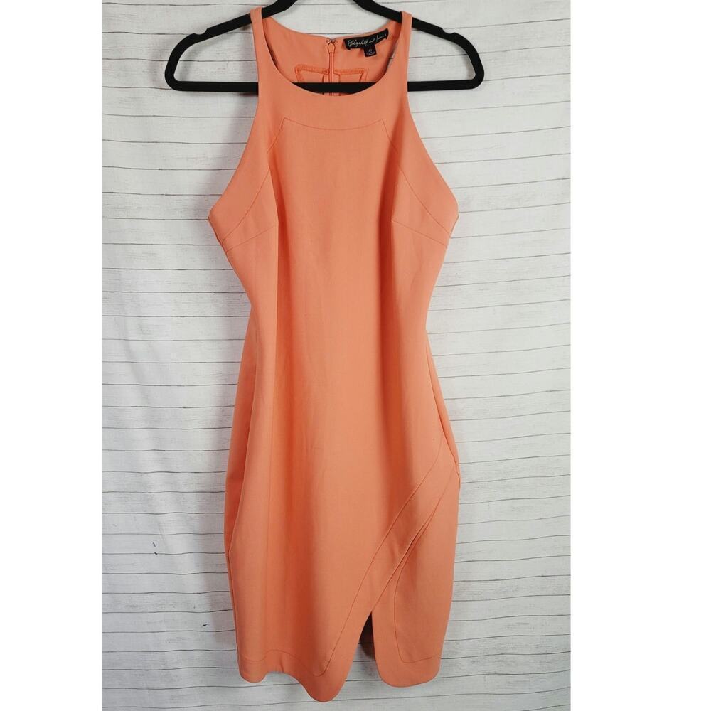 Elizabeth and James Bardot Mini Dress in Coral Orange, sz 10